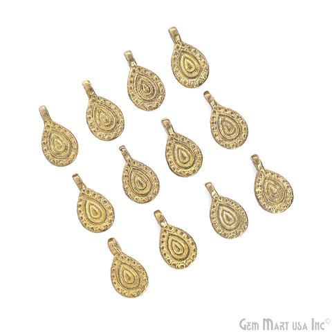 Brass Pear Shaped Vintage Pendant Charms, Gold Plated Medallion Necklace, Earring Supply, Personalized amulet for mom & her