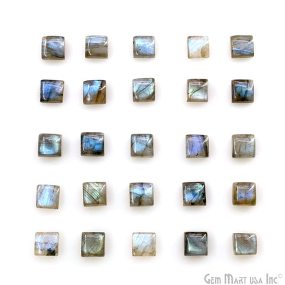 Labradorite Wholesale Gemstones, 100% Natural Semi-Precious Gems, Blue Flash Cabochon Loose Gems, 8mm, Square, 4PC Lot