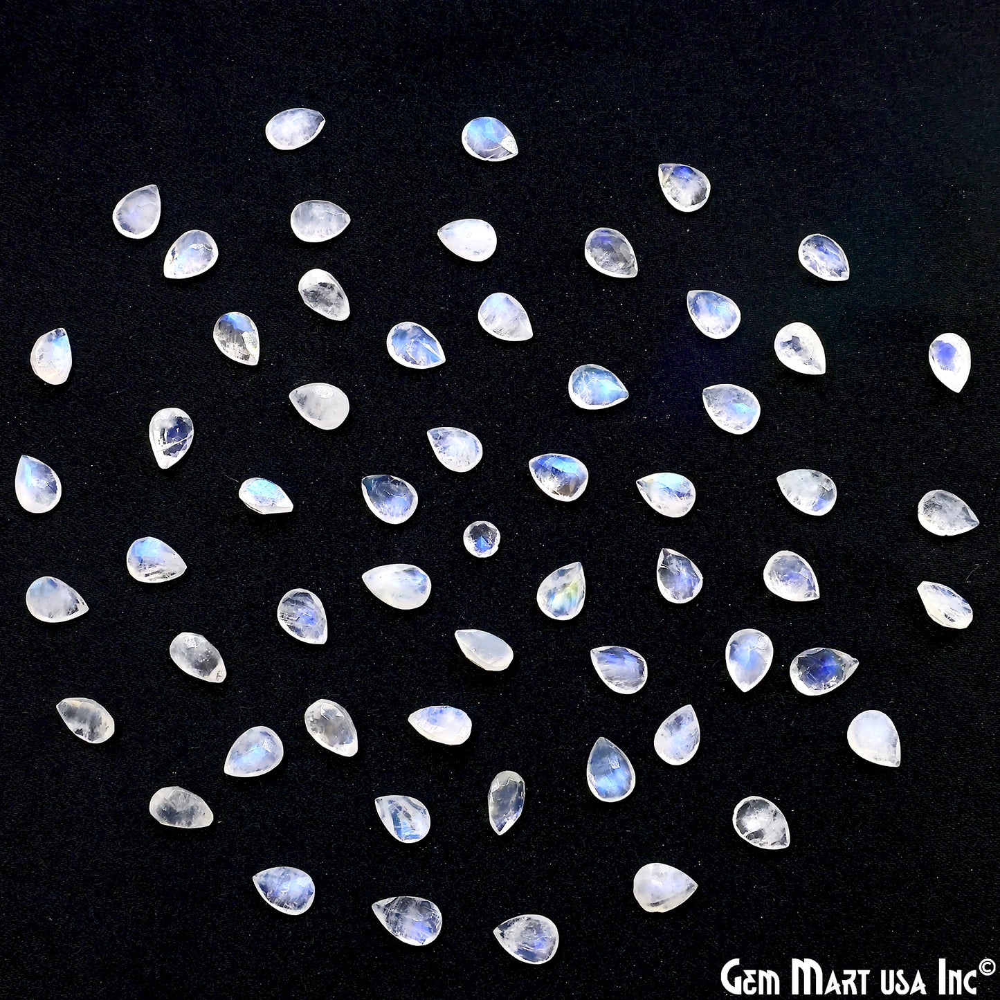 Rainbow Moonstone Wholesale Gemstones, 100% Natural Semi-Precious Gems, Rainbow Cabochons Loose Gems, 7x5mm, Pears, 10PC