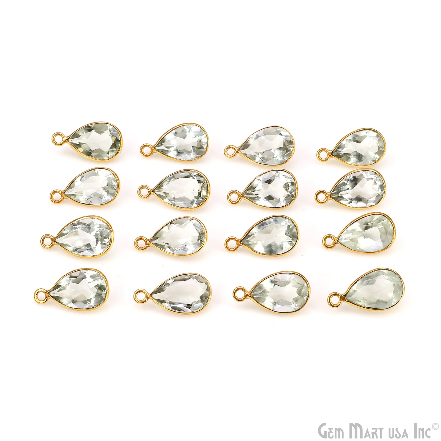 Pears 8x12mm Brilliant Cut Gold Plated Bezel Single Bail Gemstone Connector