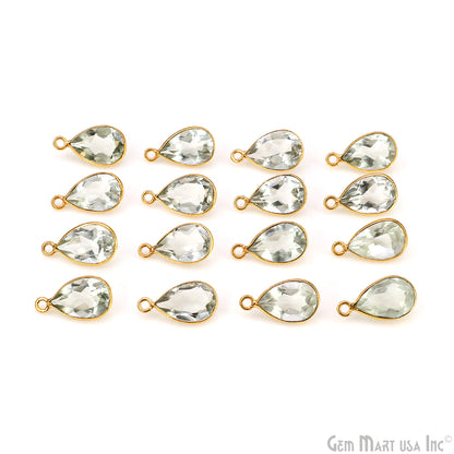 Pears 8x12mm Brilliant Cut Gold Plated Bezel Single Bail Gemstone Connector