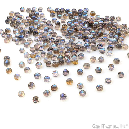 Labradorite Wholesale Gemstones, 100% Natural Semi-Precious Gems, Blue Flash Cabochon Loose Gems, 5mm, Round, 10PC Lot
