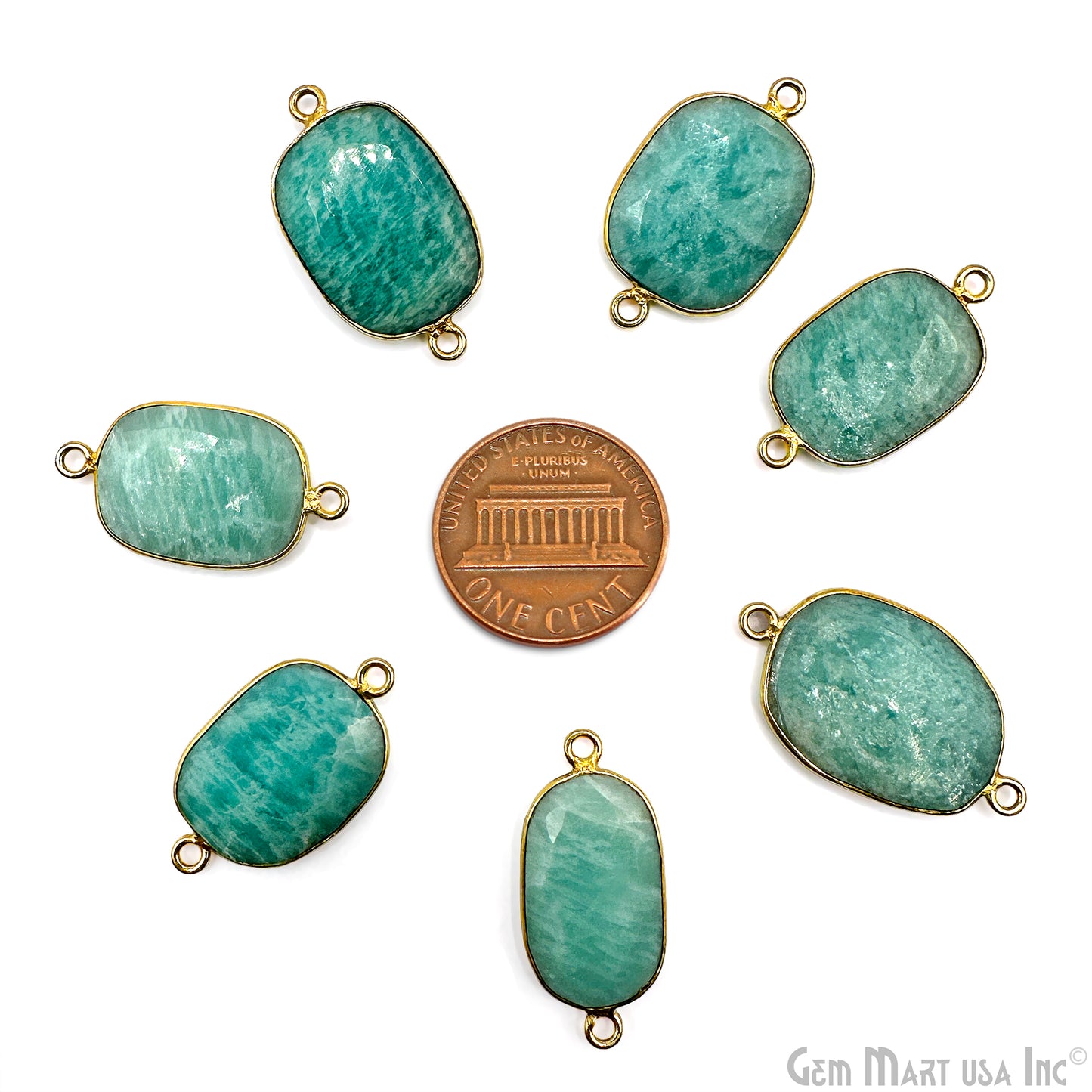 Amazonite Free Form Gold Plated Bezel Gemstone Connector 18mm Appx.