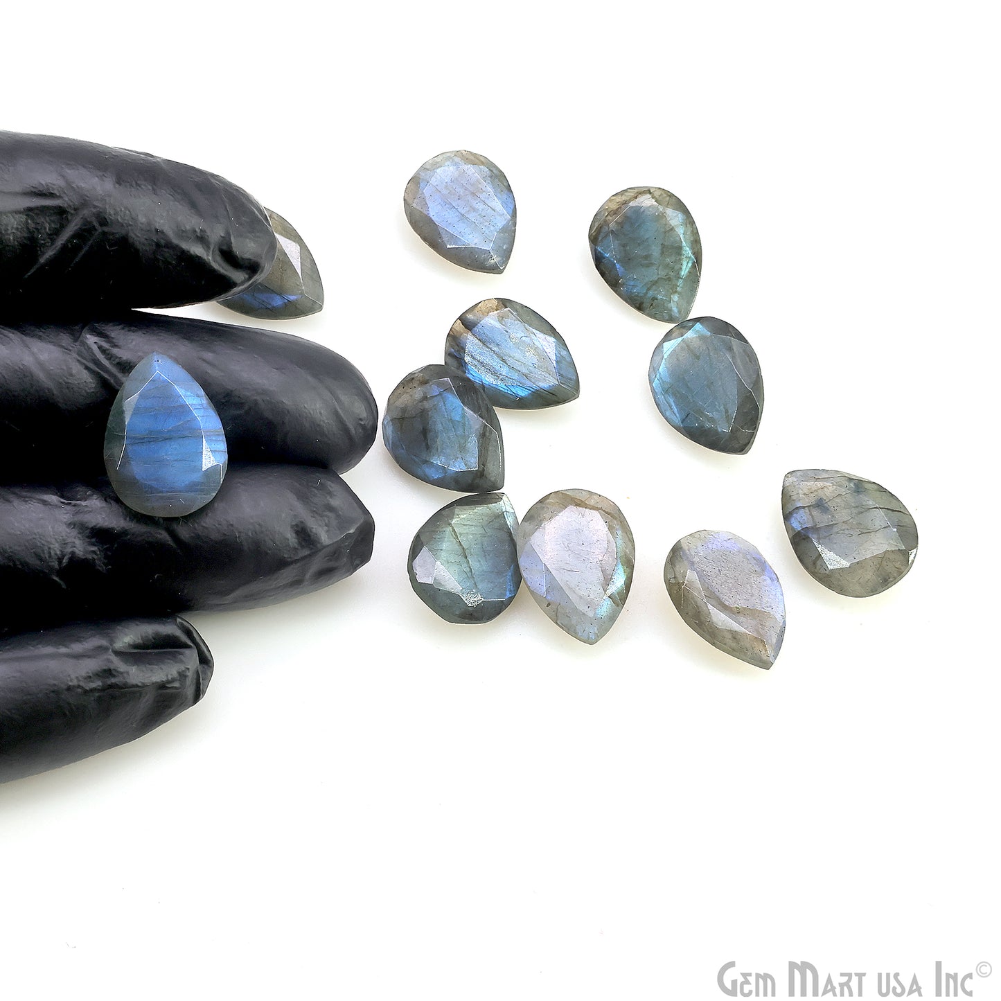 Labradorite Wholesale Gemstones, 100% Natural Semi-Precious Gems, Blue Flash Faceted Loose Gems, 13x18mm, Pears, 2PC Lot
