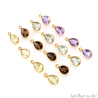 Pears 7x10mm Brilliant Cut Gold Plated Bezel Single Bail Connector