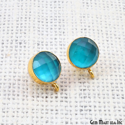 DIY Round 10mm Gold Bail Gemstone stud Earring