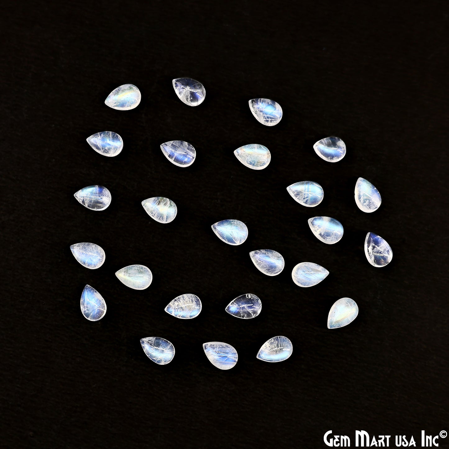 Rainbow Moonstone Pears Cabochon, 6x9mm, 5 Carats, 100% Natural Cabochon Loose Gems, Wholesale Gemstones