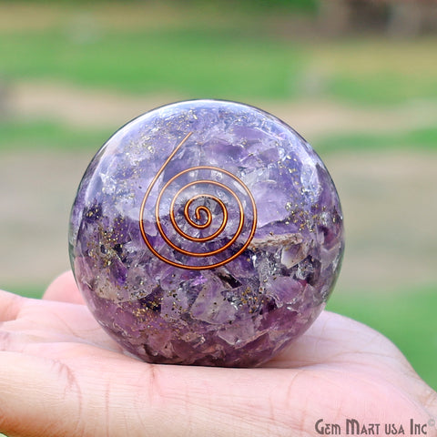 Amethyst Healing Gemstone Sphere 2" - Reiki Meditation Ball, Chakra Balancing, Orgone Energy, Spiritual Healing, Home Decor