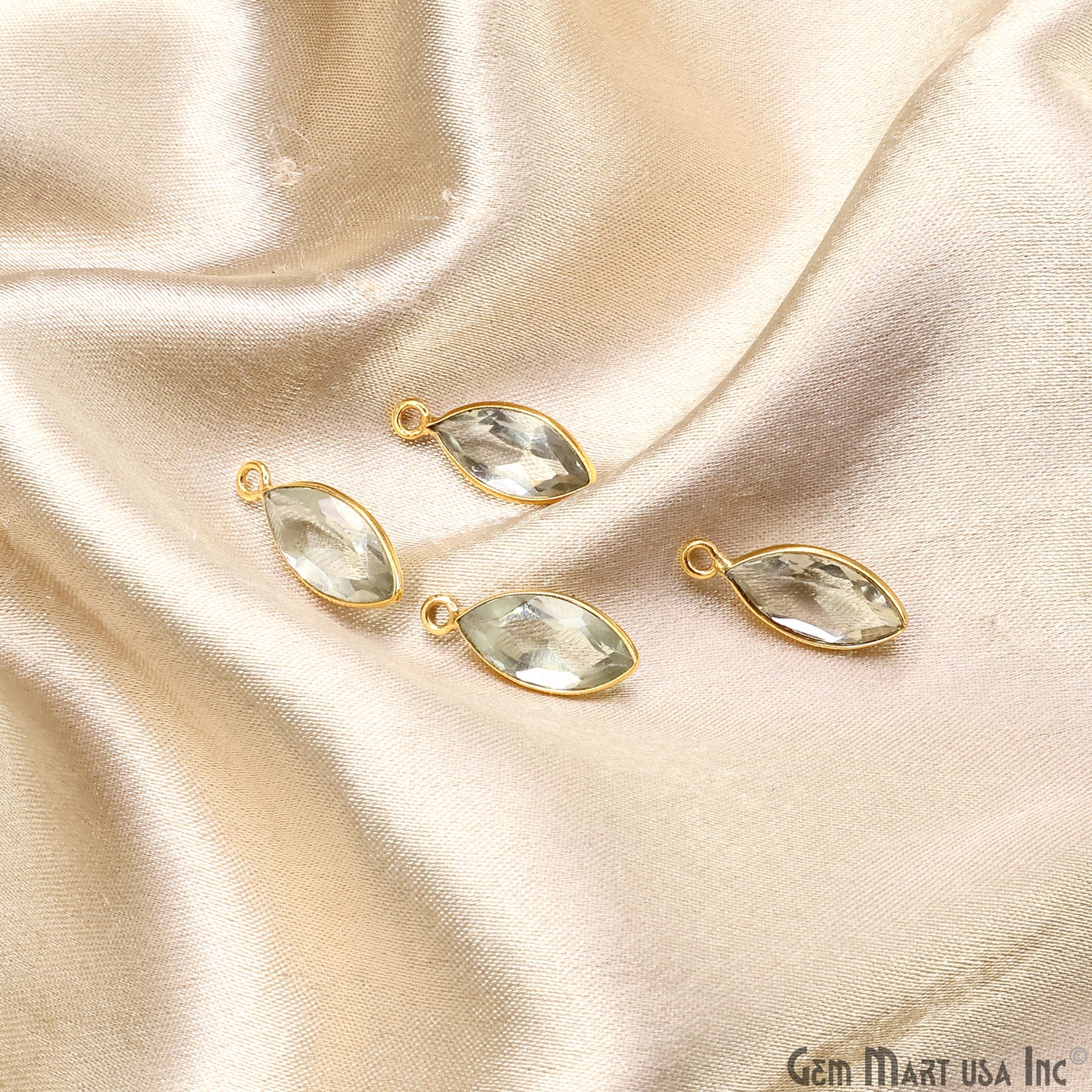 Marquise 7x14mm Brilliant Cut Gold Plated Bezel Single Bail Connector