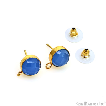 DIY Round 10mm Gold Bail Gemstone stud Earring