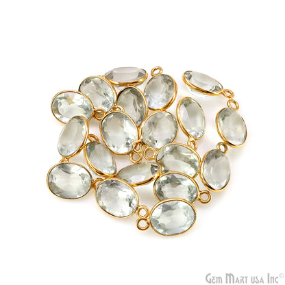 Oval 8x10mm Brilliant Cut Gold Plated Bezel Single Bail Connector