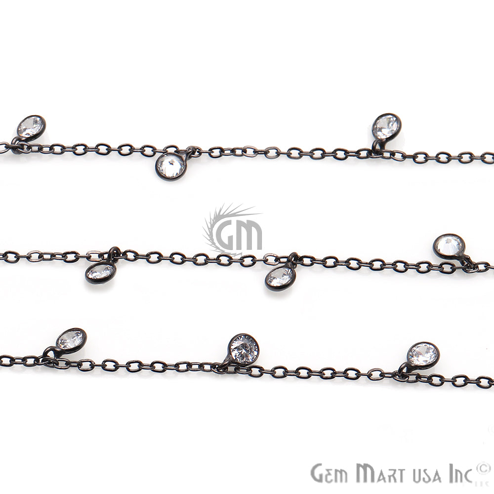 White Zircon Chain, Bezel Dangle Fancy Rosary Chain, Finding Chain, Jewelry Making Chain, Necklace Chain, 1 foot, GemMartUSA