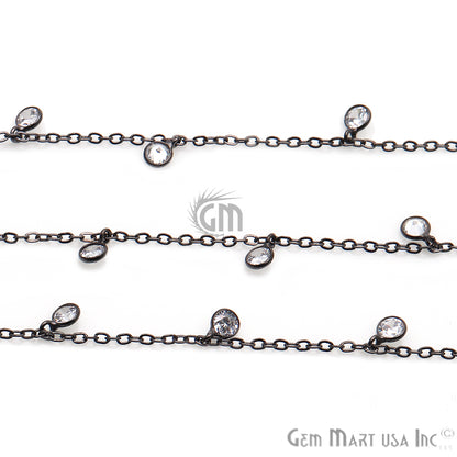 White Zircon Chain, Bezel Dangle Fancy Rosary Chain, Finding Chain, Jewelry Making Chain, Necklace Chain, 1 foot, GemMartUSA