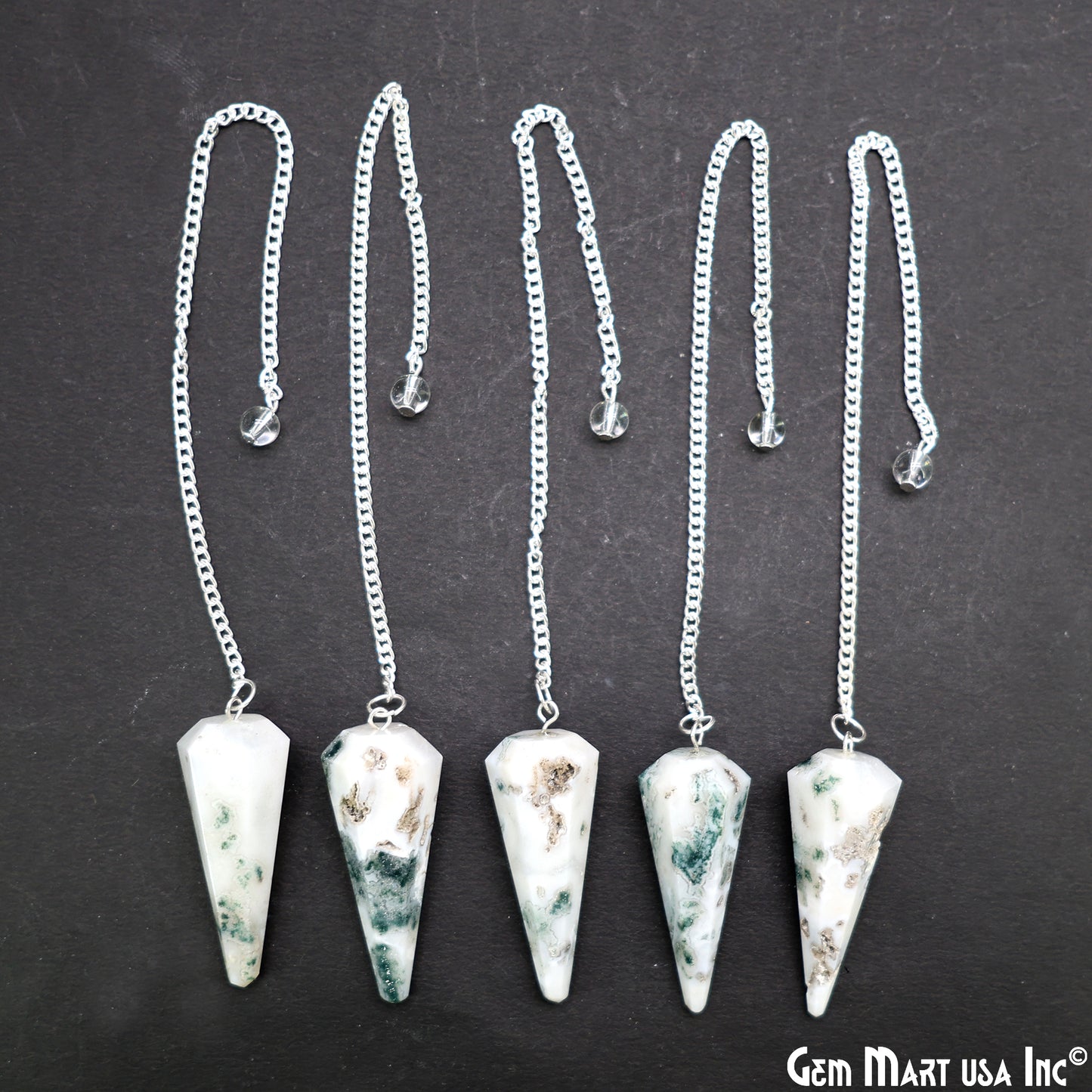 Healing Dowsing Pendulum Pendant & Silver Plated Chain (Pick  Your Gemstone)