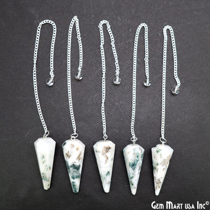 Healing Dowsing Pendulum Pendant & Silver Plated Chain (Pick  Your Gemstone)