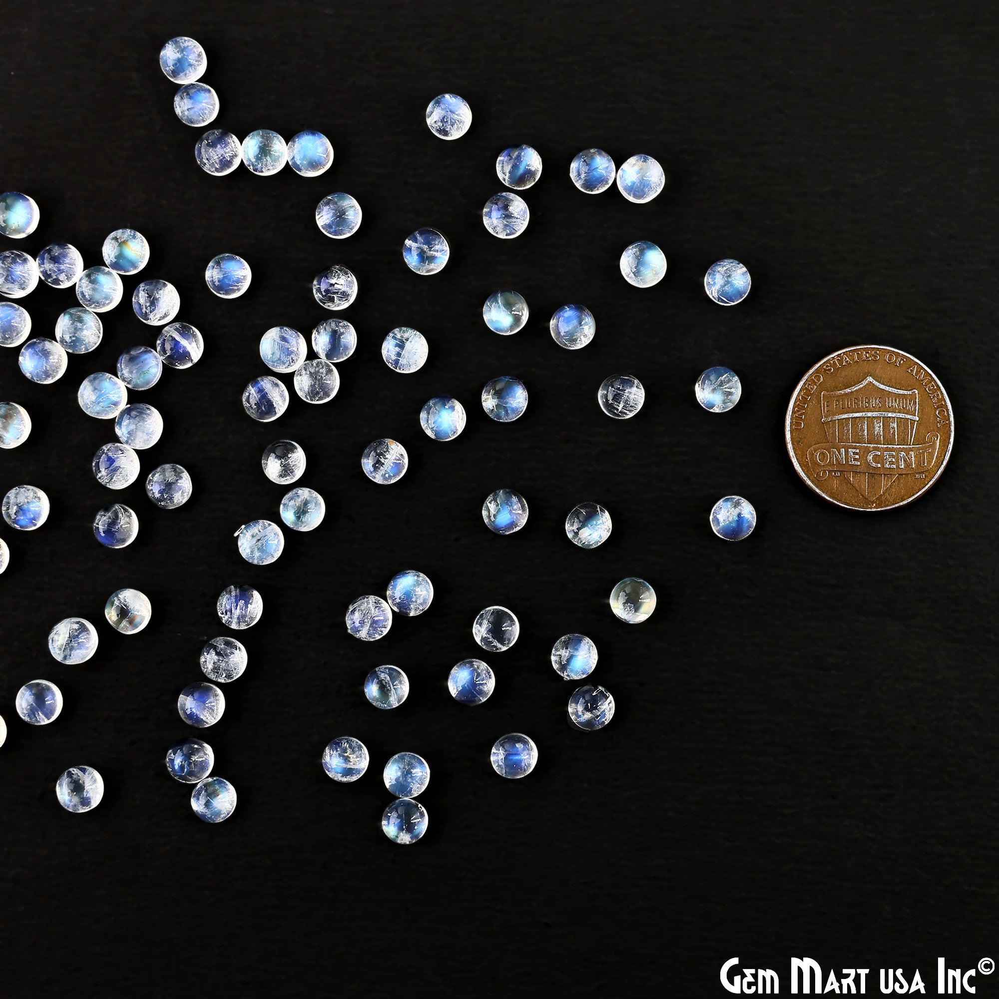 5Ct Rainbow Moonstone Round Cabochon AAA+ Quality Blue Flash Tiny Gems 5mm