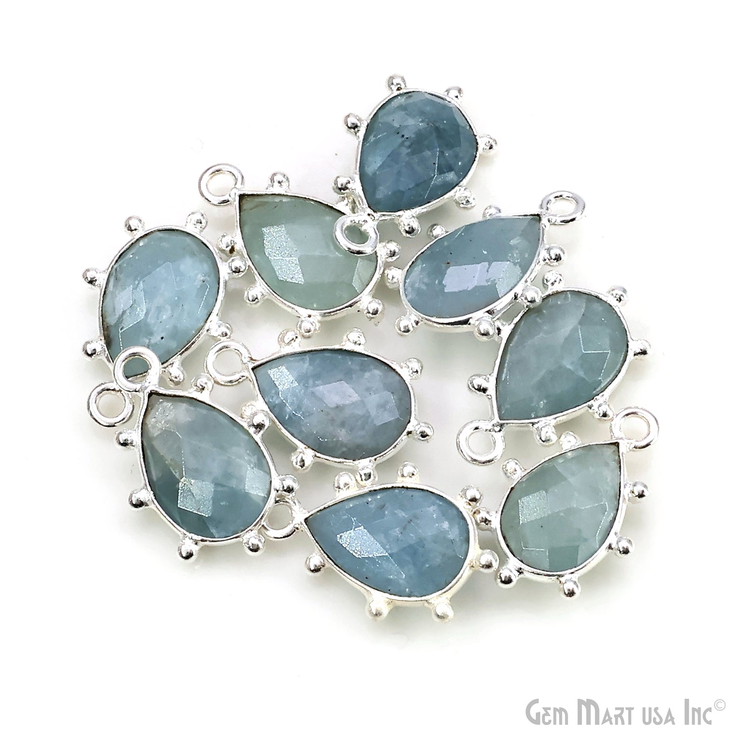 Pears 18x13mm Design Bezel Silver Plated Single Bail Gemstone Connector