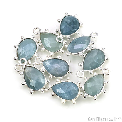 Pears 18x13mm Design Bezel Silver Plated Single Bail Gemstone Connector