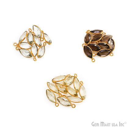 Marquise 6x12mm Brilliant Cut Gold Plated Bezel Single Bail Connector