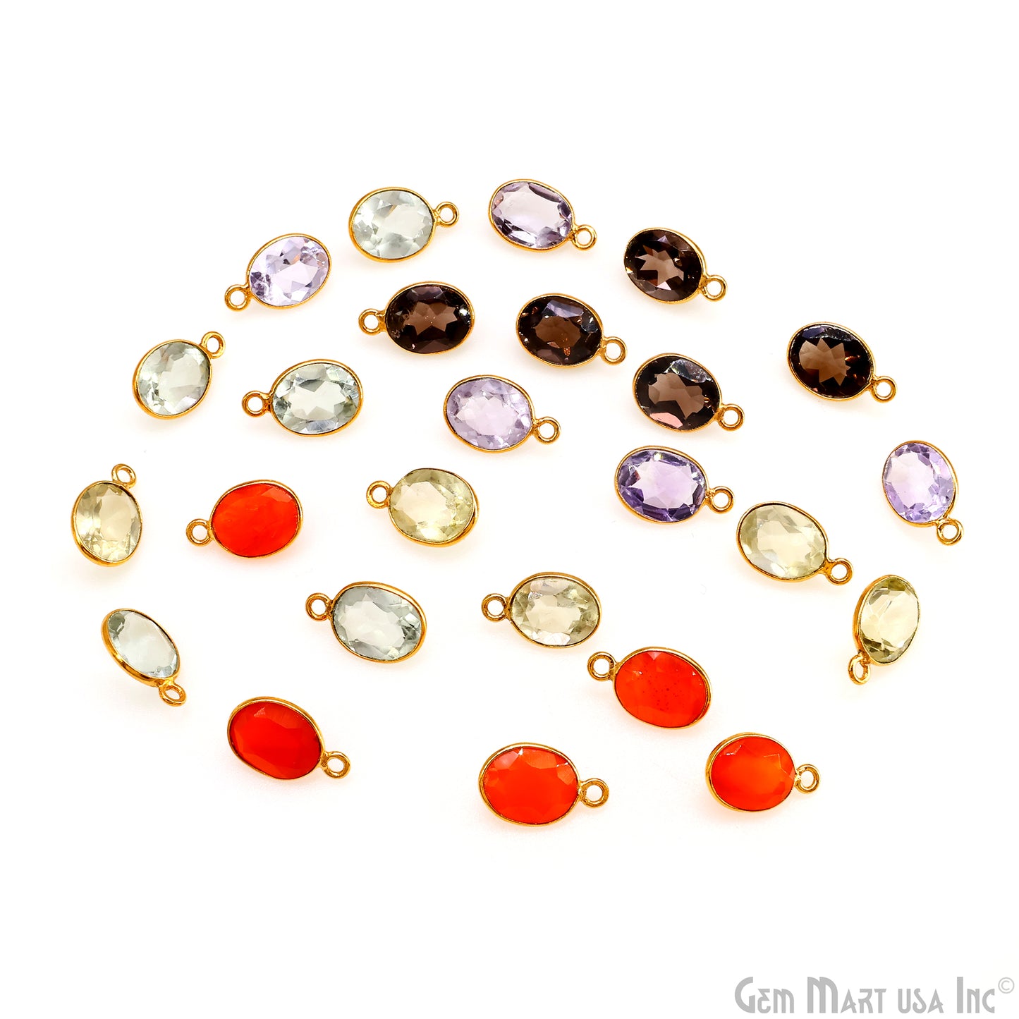 Oval 8x10mm Brilliant Cut Gold Plated Bezel Single Bail Connector