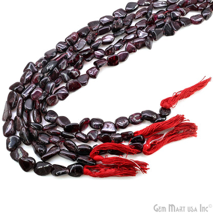 Garnet Tumble Beads Free Form Drilled Beads 7-10X13-18mm Waist Beads, Rondelle Bead Strand 14 Inch