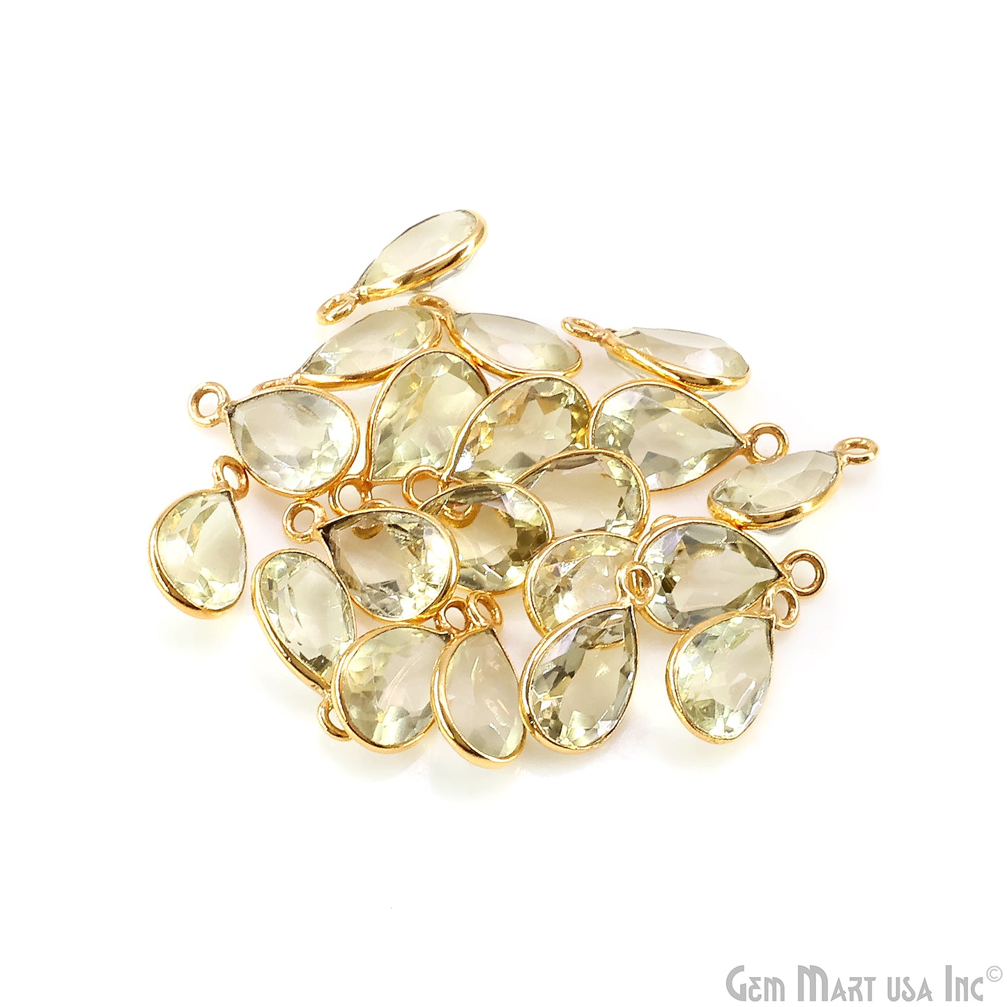 Pears 7x10mm Brilliant Cut Gold Plated Bezel Single Bail Connector