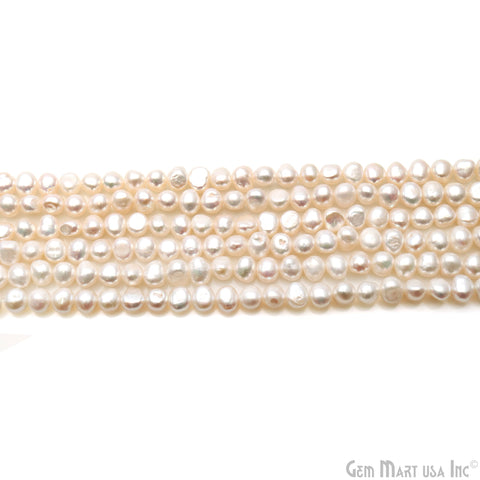 Freshwater Pearl Rough Beads, 16 Inch Gemstone Strands, Drilled Strung Briolette Beads, Free Form, 6x4mm