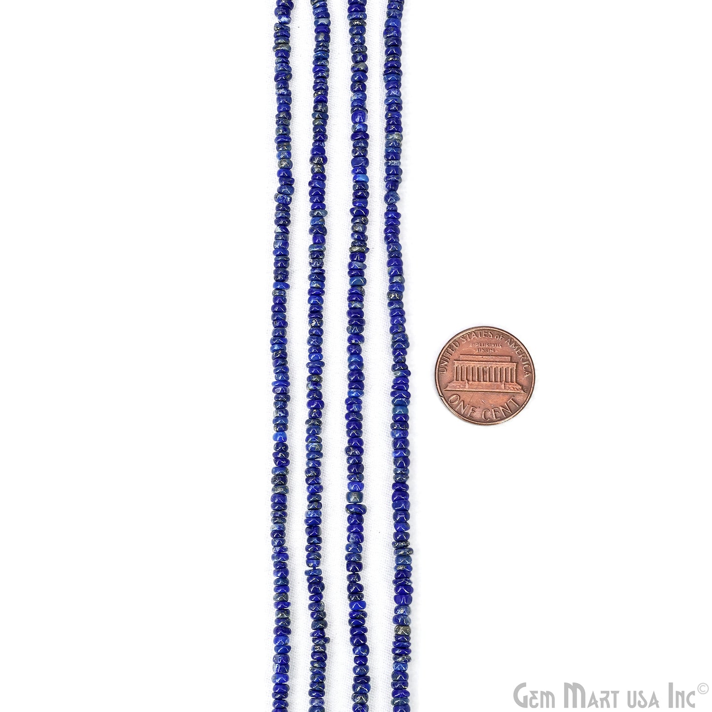 Lapis Rondelle Beads, 17 Inch Gemstone Strands, Drilled Strung Nugget Beads, Faceted Round, 3mm