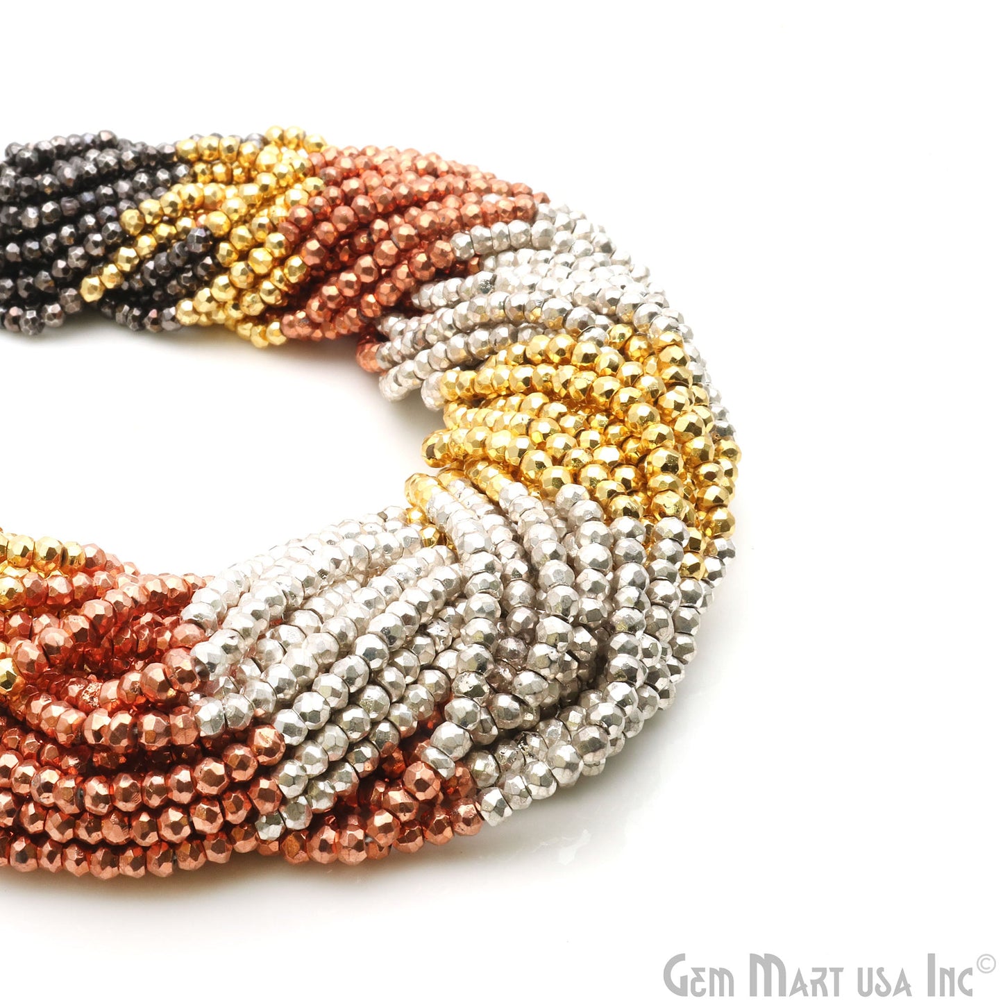 Gemstone Rondelle Bead Strands, Round Faceted, Polished Beads, Handmade Rondelle Beads, 12.5-inch, 3-4mm Round Strands for DIY Jewelry Making