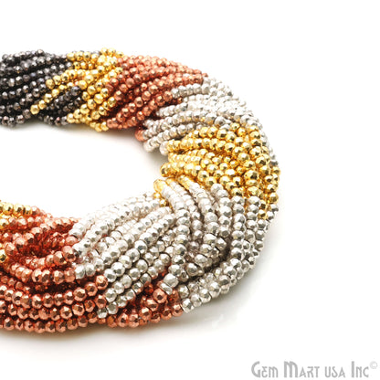 Gemstone Rondelle Bead Strands, Round Faceted, Polished Beads, Handmade Rondelle Beads, 12.5-inch, 3-4mm Round Strands for DIY Jewelry Making