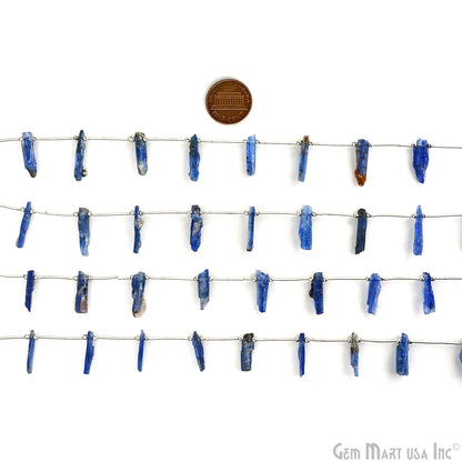 Kyanite Rough Beads, 9.5 Inch Gemstone Strands, Drilled Strung Briolette Beads, Free Form, 12x20mm