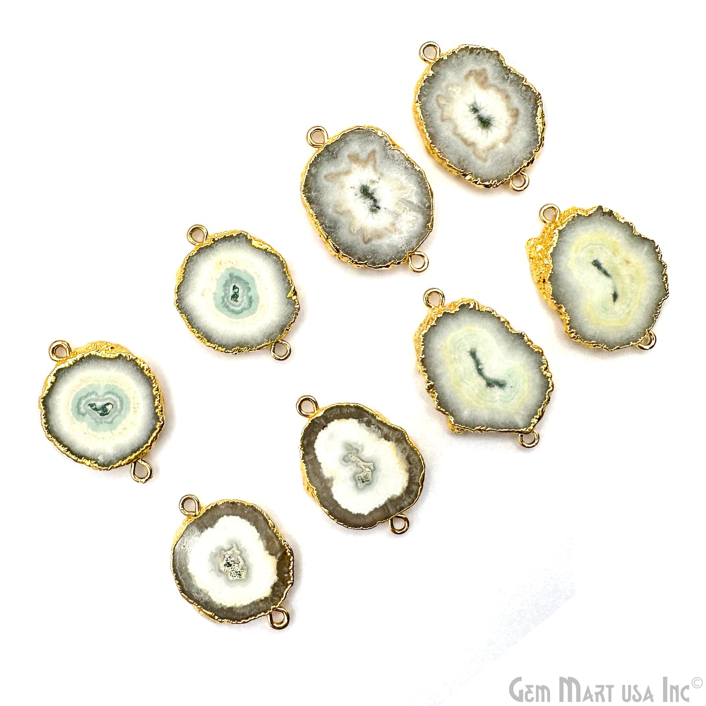 Agate Slice 23x42mm Gold Electroplated Gemstone Earring Connector 1 Pair