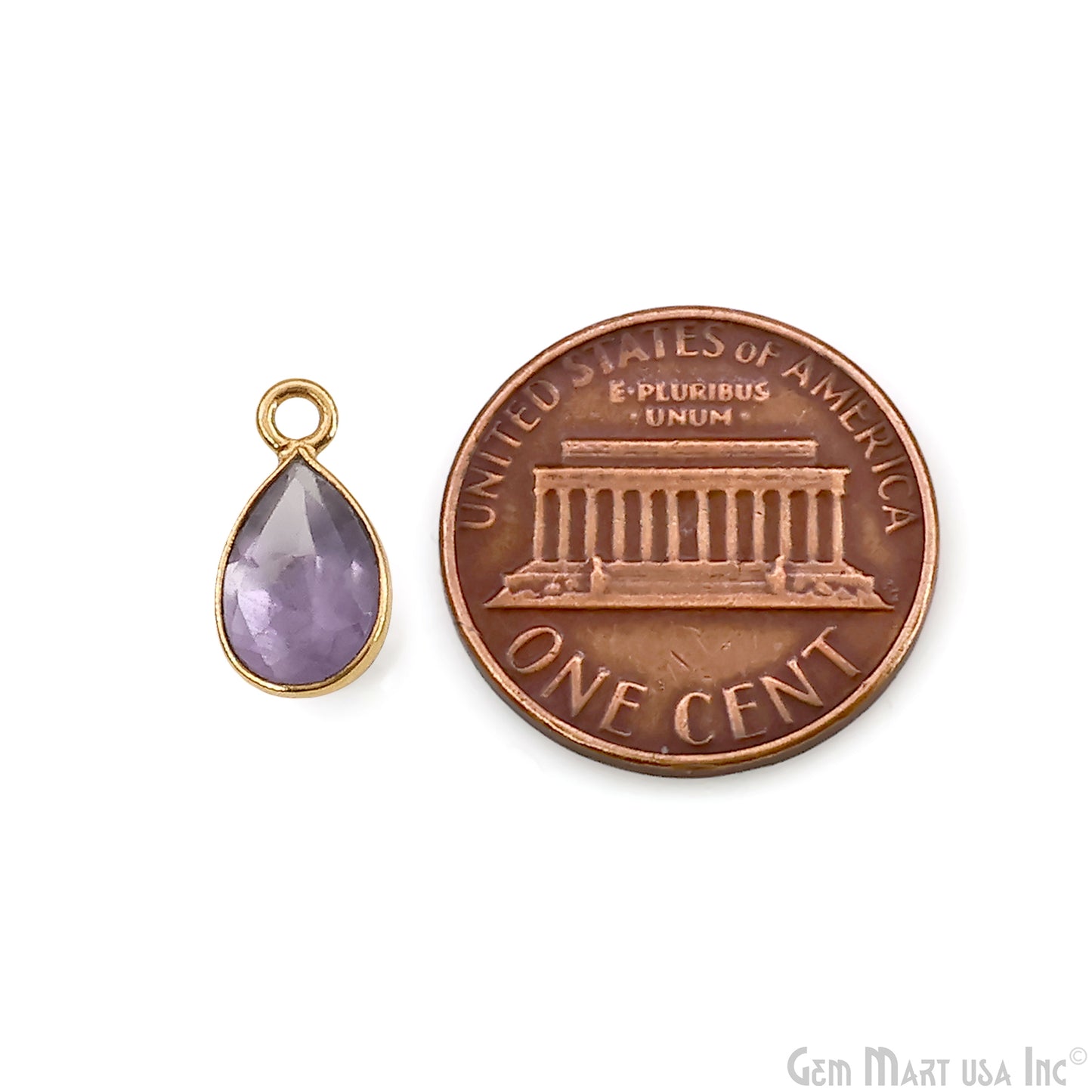 Pears 6x9mm Brilliant Cut Gold Plated Bezel Single Bail Gemstone Connector