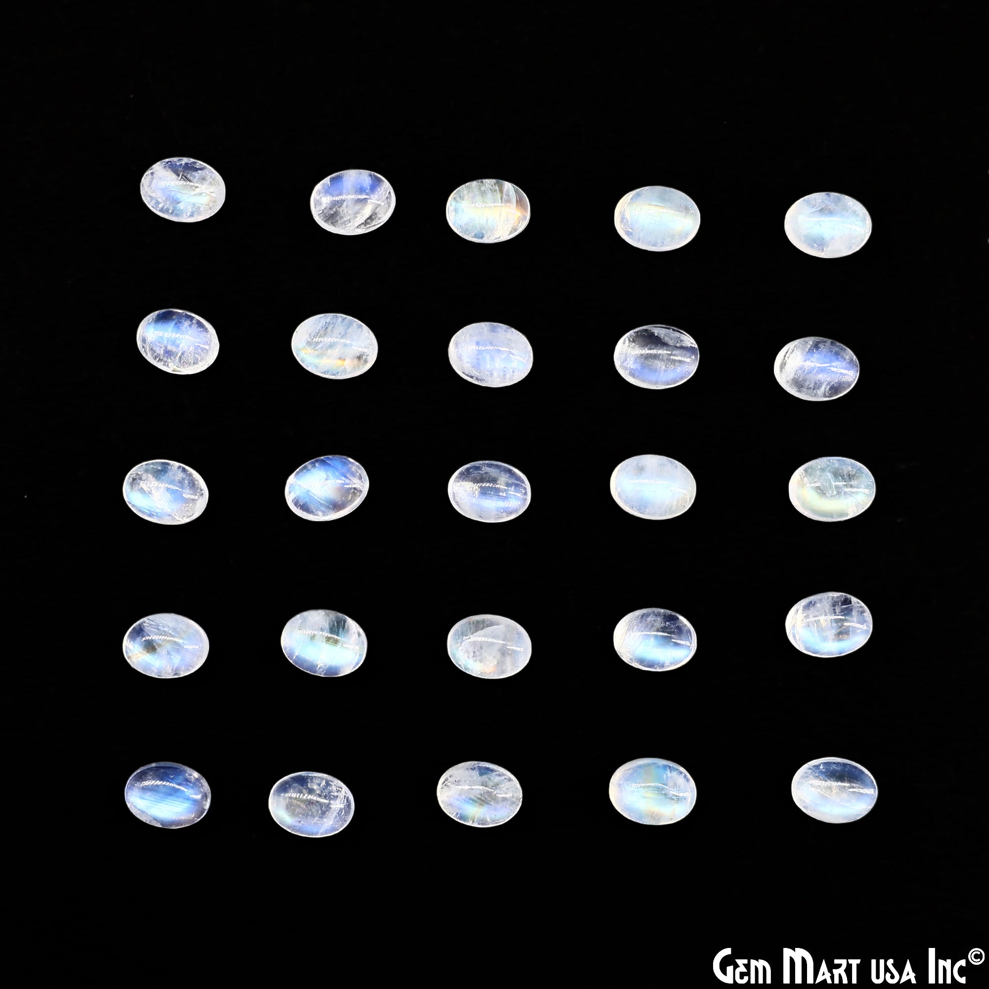 5Ct Rainbow Moonstone Oval Cabochon AAA+ Quality Blue Flash Tiny Gems 6x8mm