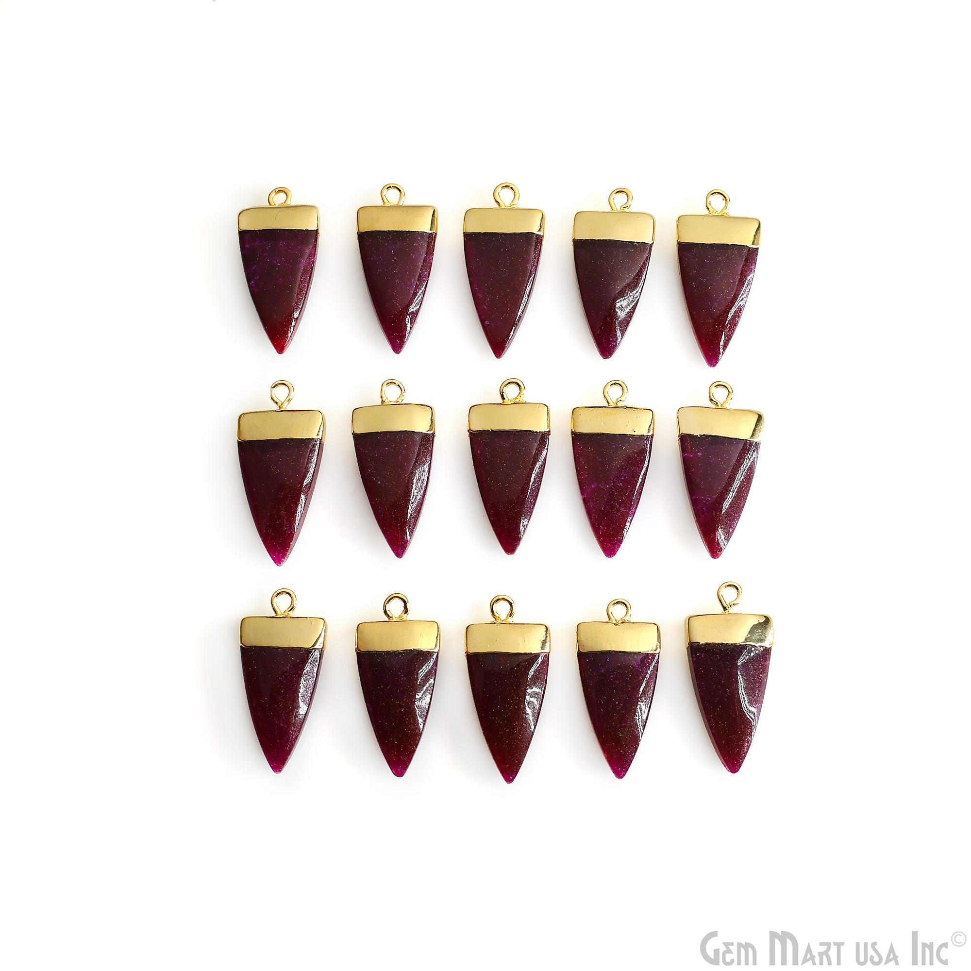 Gemstone Triangle 24x10mm Gold Electroplated Single Bail Connector