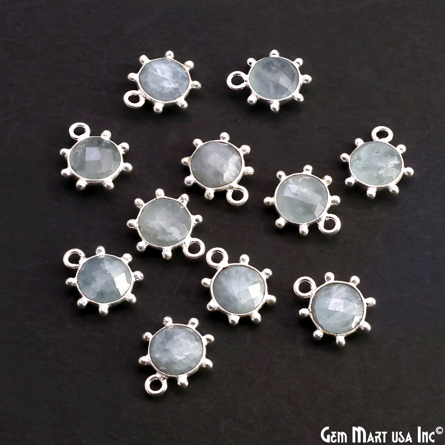 Round 13x11mm Design Bezel Single Plated Single Bail Gemstone Connector