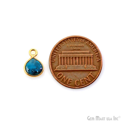 Chrysocolla Heart 6mm Gold Plated Single Bail Bezel Gemstone Connector