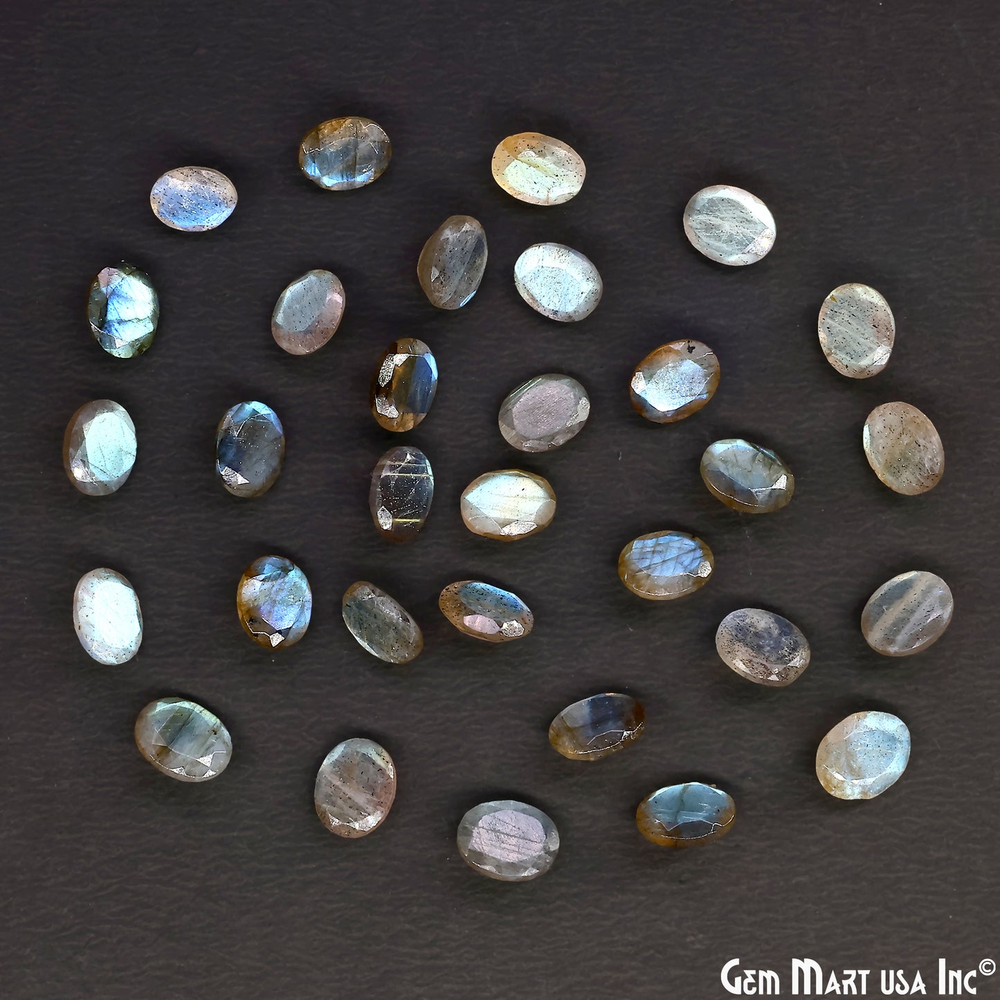 Labradorite Wholesale Gemstones, 100% Natural Semi-Precious Gems, Blue Flash Faceted Loose Gems, 8x10mm, Oval, 5PC Lot