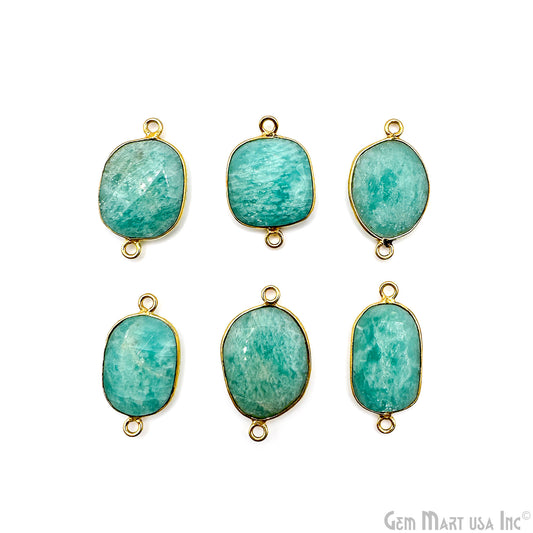 Amazonite Free Form Gold Plated Bezel Gemstone Connector 13x18mm