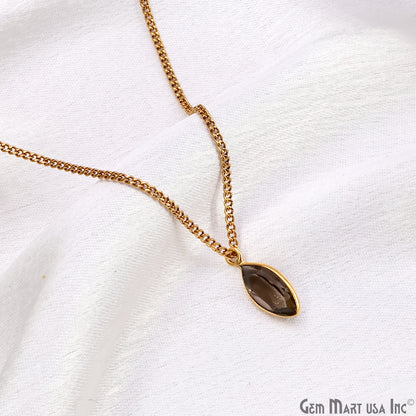 Marquise 6x12mm Brilliant Cut Gold Plated Bezel Single Bail Connector