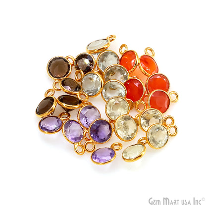 Round 8mm Brilliant Cut Gold Plated Bezel Single Bail Gemstone Connector