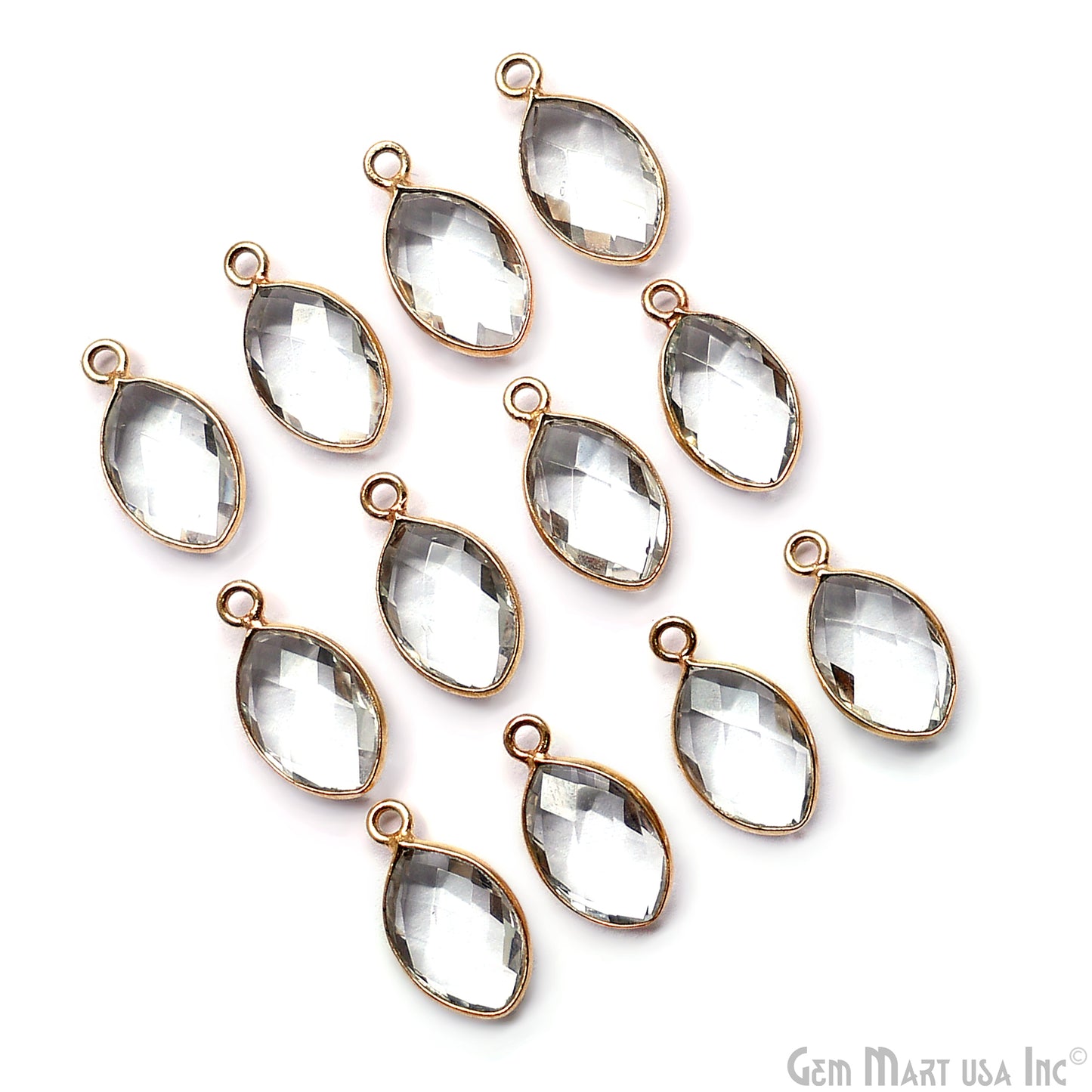 Marquise 8x12mm Gold Bezel Single Bail Gemstone Connector