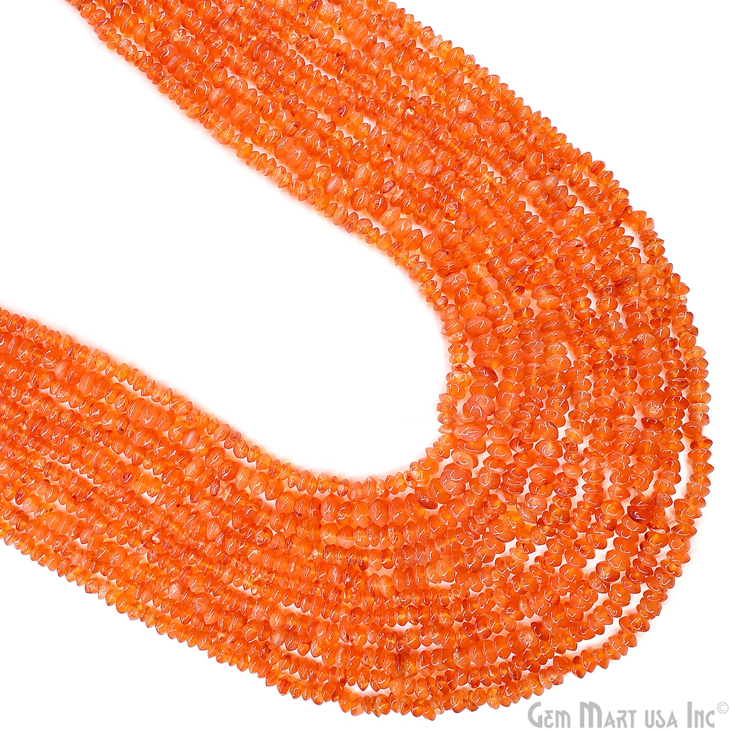 Carnelian Faceted Round Drilled Beads 3-4mm Waist Beads, Rondelle Bead Strand 14 Inch