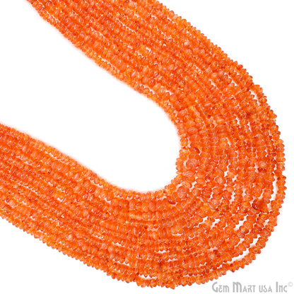 Carnelian Faceted Round Drilled Beads 3-4mm Waist Beads, Rondelle Bead Strand 14 Inch