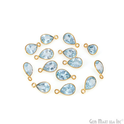 Pears 7x10mm Brilliant Cut Gold Plated Bezel Single Bail Connector