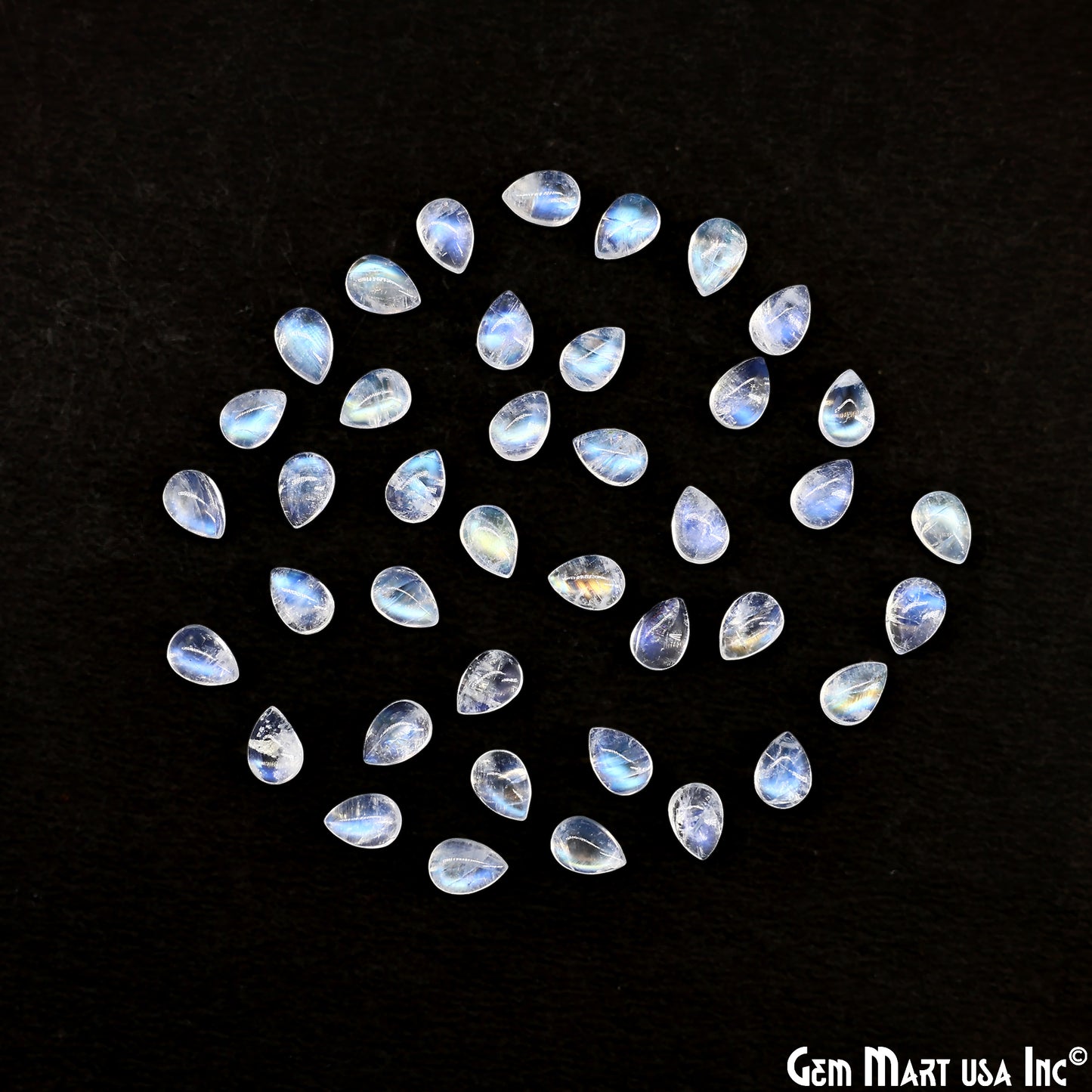 Rainbow Moonstone Pears Cabochon, 5x7mm, 5 Carats, 100% Natural Cabochon Loose Gems, Wholesale Gemstones