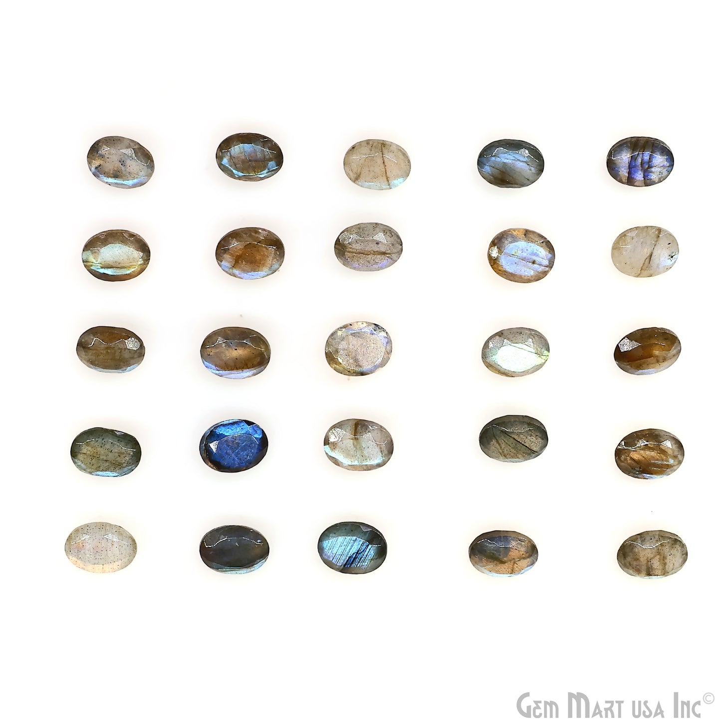 Labradorite Wholesale Gemstones, 100% Natural Semi-Precious Gems, Blue Flash Faceted Loose Gems, 7x9mm, Oval, 4PC Lot