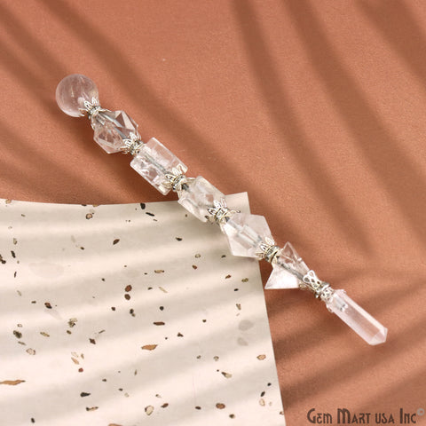 Crystal Round Crystal Wand 6.5Inch, Tumbled Stones with Crystal Ball for Spiritual Healing, Energy Balancing & Aura Cleansing