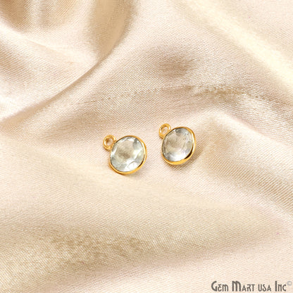 Round 8mm Brilliant Cut Gold Plated Bezel Single Bail Gemstone Connector