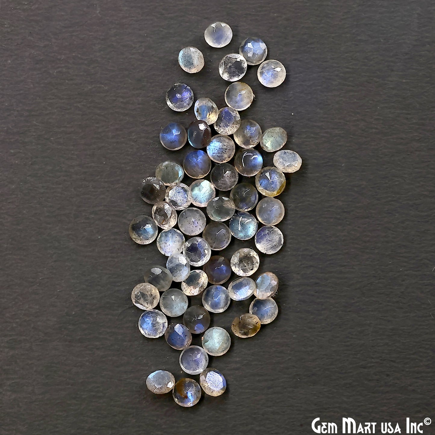 Labradorite Wholesale Gemstones, 100% Natural Semi-Precious Gems, Blue Flash Faceted Loose Gems, 5mm, Round, 10PC Lot